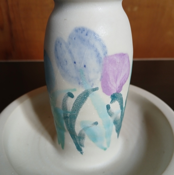 Flo Greig Studio Art Pottery Floral Oil Lamp with Wick & Top - Picture 5 of 11